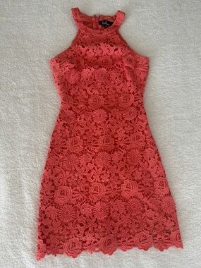 Lulus Coral Lace Dress